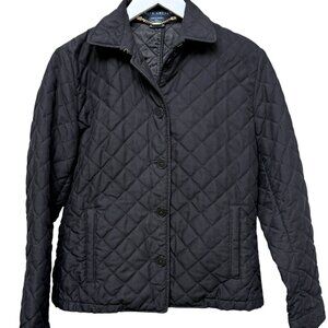 RALPH LAUREN Quilted Jacket Size Small Black Barn Preppy Equestrian Womens